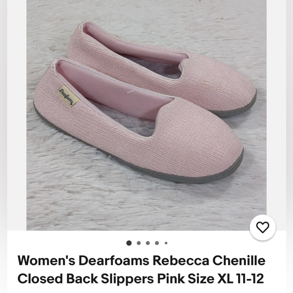 Womens dearfoams Rebecca chenille closed back slippers size XL